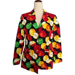 Vintage Escada Apple Print Blazer Big Apple NYC Cotton - EU 38 US 6